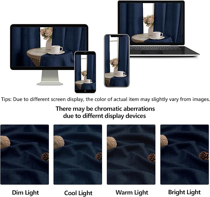 OWENIE Navy Blue Valances for Windows 1 Pcs 24 Inch Length, Light Filtering - Image 9