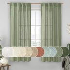 LAMIT Sage Green Linen Semi Sheer Curtains 63 Inch by LAMIT