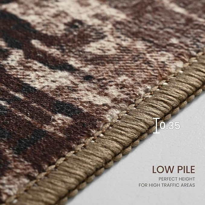 Ompaa Living Room Rug 6x9 Brown Area Rug Machine Washable Boho Coffee Rug Non - Image 7