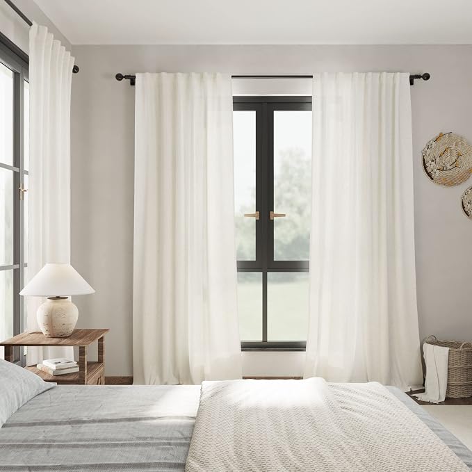 Cream Linen 102 Inch Long Curtains - Image 7