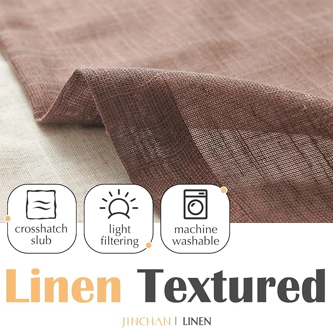 jinchan Linen Valance for Farmhouse Living Room Windows 16 Inch Slubbed Crossed - Image 8