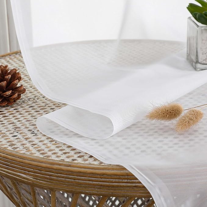 OVZME White Sheer Curtains 108 Inches Long 2 Panels Set, Extra Wide Solid - Image 4