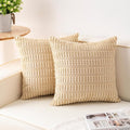 Pack of 2 Corduroy Decorative Throw Pillow Covers 18x18 InchSoft Boho Striped by Unknown