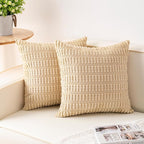 Pack of 2 Corduroy Decorative Throw Pillow Covers 26x26 InchSoft Striped Pillow by Unknown