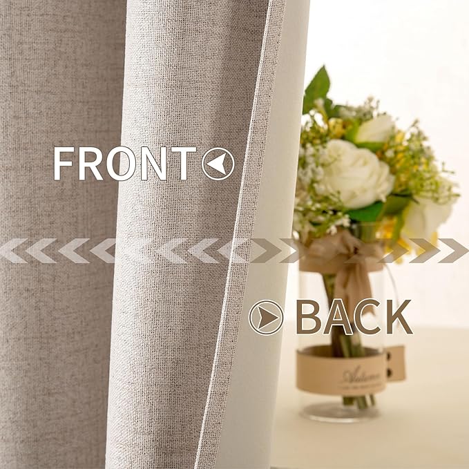 MIULEE 100% Blackout Linen Textured Curtains - Image 6