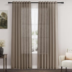 Dark Taupe Linen Curtains 84 Inches Long by Nanspring