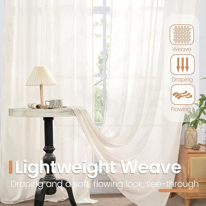 BGment Short Linen Curtains 54 Inch Length - Image 5