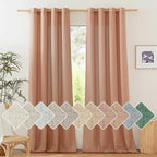 NICETOWN Linen Curtains for Bedroom 96 inches Long, Grommet Rustic Farmhouse by NICETOWN