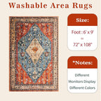 SERISSA Washable Rugs 6x9 Area Rugs, Large Non-Slip Boho Living Room Rug - Image 6