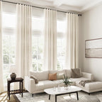 Warm Beige Linen Curtains 90 Inch Long 2 Panels Set - Image 6