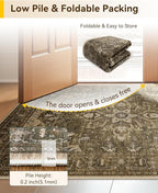 Area Rugs 5'x7' Washable Non-Slip, Floral Vintage Distress Print Pattern - Image 9