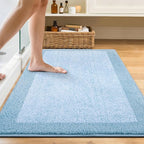 48x32 Large Bathroom Rugs Washable Non Slip, Light Blue Bath Mat - Image 2
