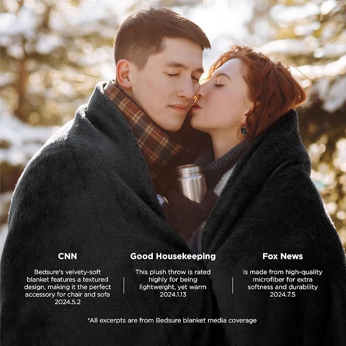Bedsure GentleSoft Fleece Blanket Twin Size Black - Image 4