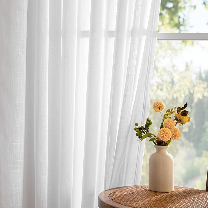 MYSKY HOME Semi Sheer White Curtains 36 Inches Long - Image 9