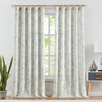 jinchan Floral Curtains 96 Inches Long Charcoal Grey Flower Linen Farmhouse - Image 2