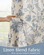 jinchan Lined Linen Floral Curtains - Image 2