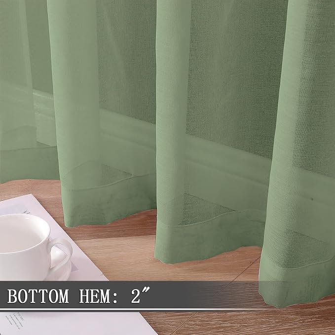 Tollpiz Sheer Tier Curtains Kitchen Linen Textured Half Curtain Sheers Light - Image 4