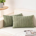 Pack of 2 Corduroy Decorative Throw Pillow Covers 12x24 Inch Soft Striped by Unknown