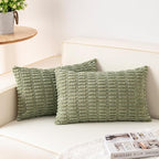 Pack of 2 Corduroy Decorative Throw Pillow Covers 12x24 Inch Soft Striped by Unknown