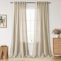 Nanspring Eggshell Beige Linen Curtains 96 Inches Long by Nanspring