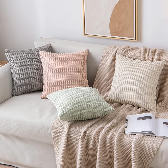 MIULEE Pack of 2 Spring Corduroy Decorative Throw Pillow Covers 20x20 Inch Soft - Image 4
