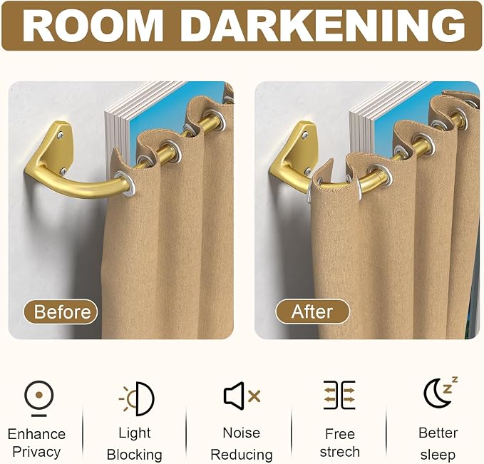GXOACKJ Gold Curtain Rods for Windows 66 to 120 inch, 5/8 inch Adjustable Wrap - Image 2