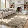 5x8 Area Rugs for Living Room: Soft Fluffy Shag Gray Camel Rugs for Bedroom by CarpetAddColortoYourLife