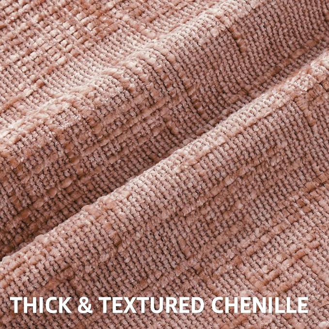 decorUhome Summer Pink Chenille Throw Pillow Covers 20x20 Set of 2 Textured - Image 2
