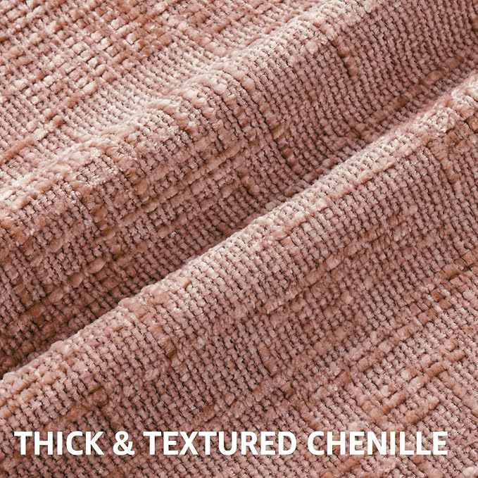 decorUhome Summer Pink Chenille Throw Pillow Covers 18x18 Set of 2 Textured - Image 2