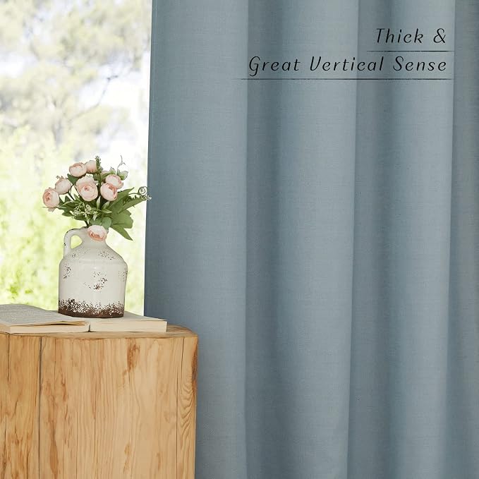 NICETOWN Thick Linen Blend Curtains Flax Textured - Image 7