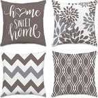 Hexagram Geometric Grey Pillow Covers 18x18 Set of 4, Decorative Outdoor Boho by Hexagram