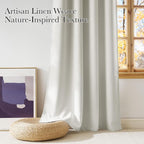 NICETOWN Faux Linen Natural Blackout Curtains 84 inches Long - Image 3