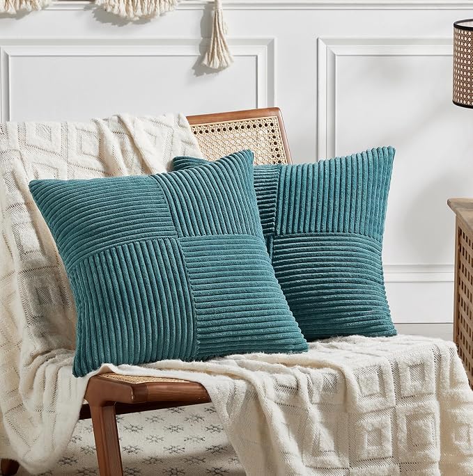 Fancy Homi 2 Packs Teal Big Decorative Throw Pillow Covers 24x24 Inch by Fancy+Homi
