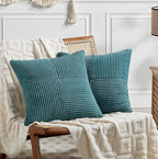 Fancy Homi 2 Packs Teal Decorative Throw Pillow Covers 16x16 Inch by Fancy+Homi