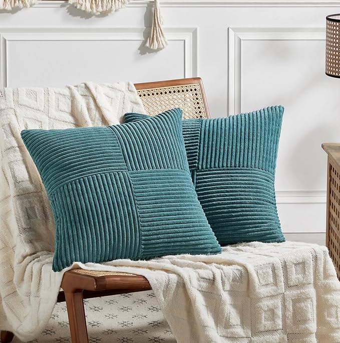 Fancy Homi 2 Packs Teal Decorative Throw Pillow Covers 16x16 Inch by Fancy+Homi