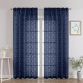 Chyhomenyc Navy Blue Sheer Curtains 84 Inch Length 2 Panels Set, Light by Chyhomenyc