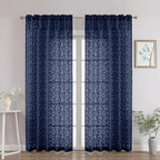 Chyhomenyc Navy Blue Sheer Curtains 84 Inch Length 2 Panels Set, Light by Chyhomenyc
