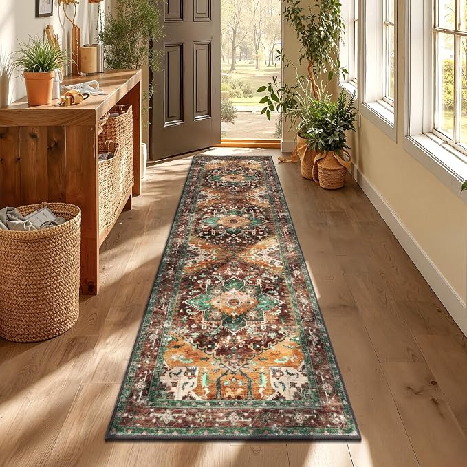 Yamaziot Washable Runner Rug, 2x7 Non-Slip Boho Vintage Hallway Rug Runner by Yamaziot