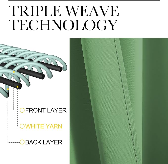 NICETOWN Living Room Curtains, Froest Green, 1 Pair, 70 x 84-inch, Home - Image 3