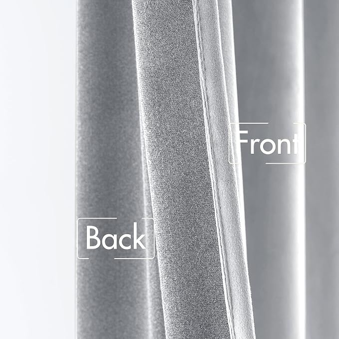 MIULEE Greyish White Velvet Curtains 84 inches 2 Panels - Image 6