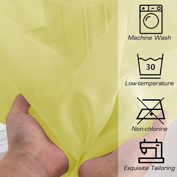 OWENIE Short Lemon Sheer Curtains 36 Inch Length 2 Panels Set, Kitchen Tiers - Image 5