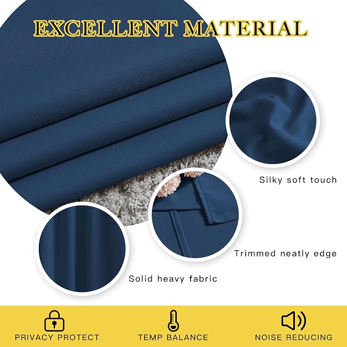 NICETOWN Moroccan Blue 102 inch Curtains, Grommet Thermal Insulated Window - Image 3