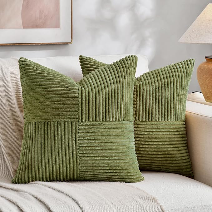 Fancy Homi 2 Packs Moss Green Samll Decorative Throw Pillow Covers 12x12 Inch by Fancy+Homi