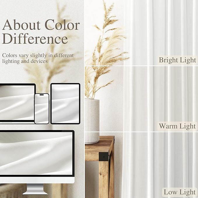 Off White Linen Curtains 80 inches Long - Image 4