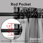 Simplebrand Black Sheer Curtains 63 Inch Length 2 Panels, Rod Pocket Solid - Image 2