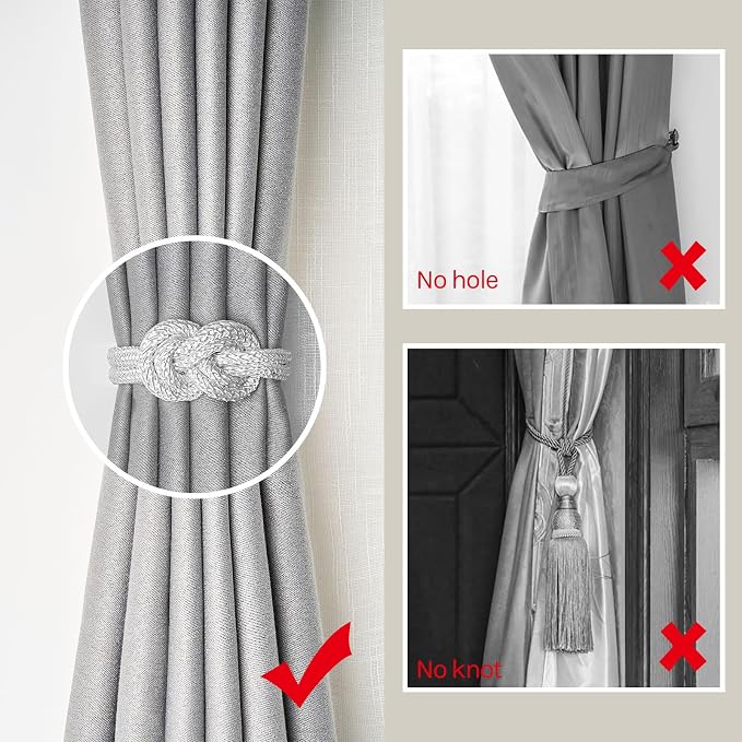 NICEEC 4 Pack Mini Magnetic Curtain Tiebacks Nordic Simple Style Drape Tie - Image 2
