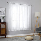 Chyhomenyc White Sheer Curtains 54 Inch Long 2 Panels Set, Short Voile Rod by Chyhomenyc