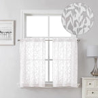 Lecloud Leia 36 Inch White Sheer Curtains Tiers 2 Pieces, Airy & Breathable by Lecloud