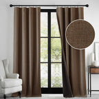 RYB HOME 100% Blackout Linen Textured Curtains 84 inches Long, Thermal by RYBHOME