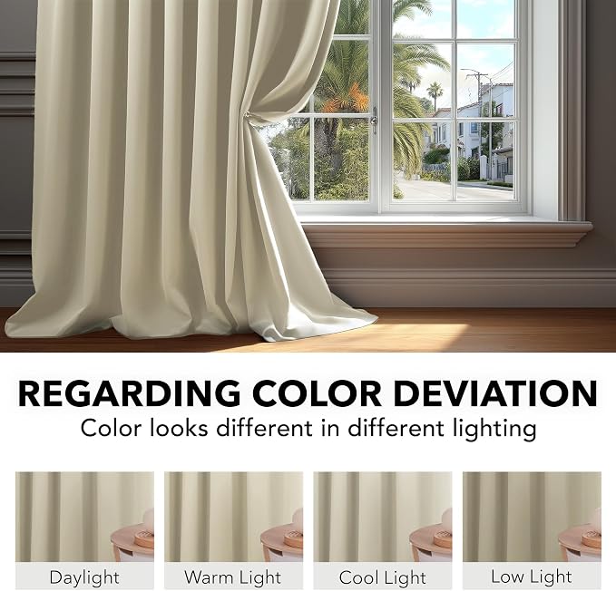 Deconovo Blackout Curtains, Thermal Insulated, W70 x L95 2 Panels, Back Tab - Image 6